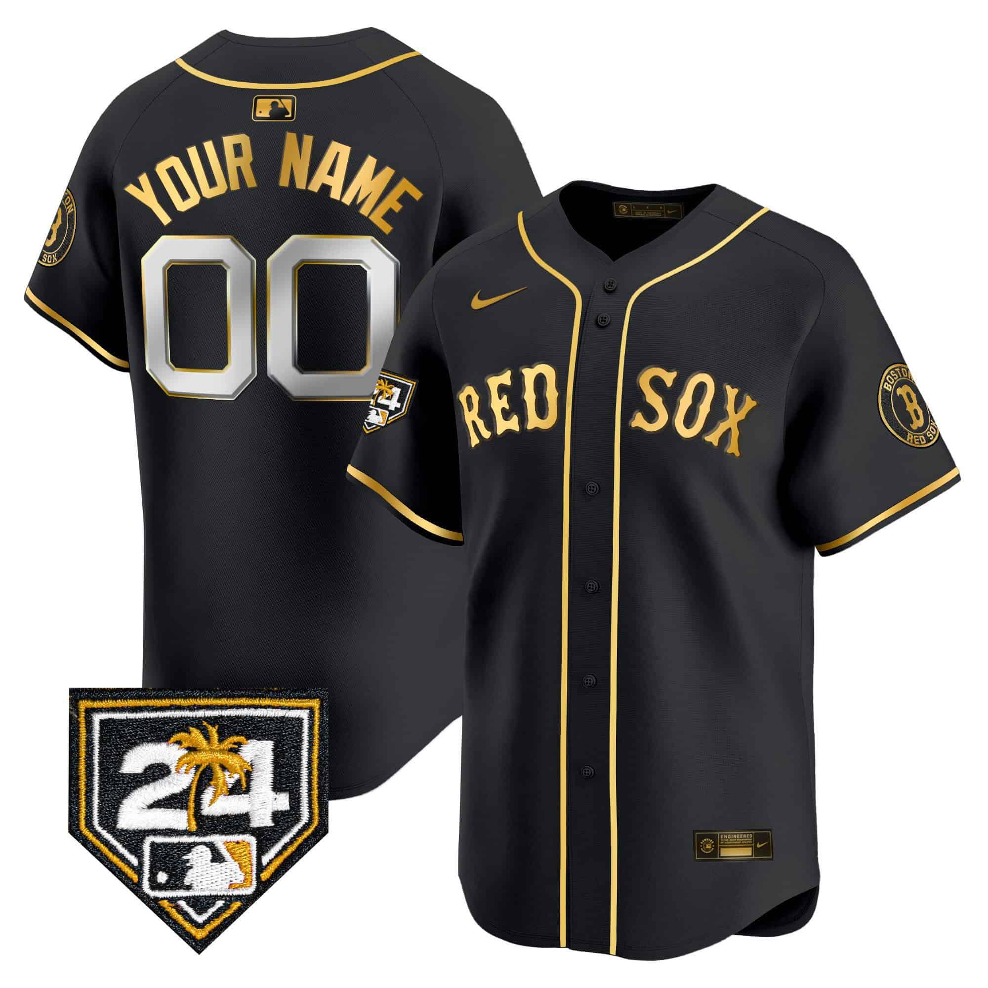 Men Boston Red Sox Black Nike 2024 Spring Training Patch Vapor Premier Limited Custom MLB Jersey->customized mlb jersey->Custom Jersey